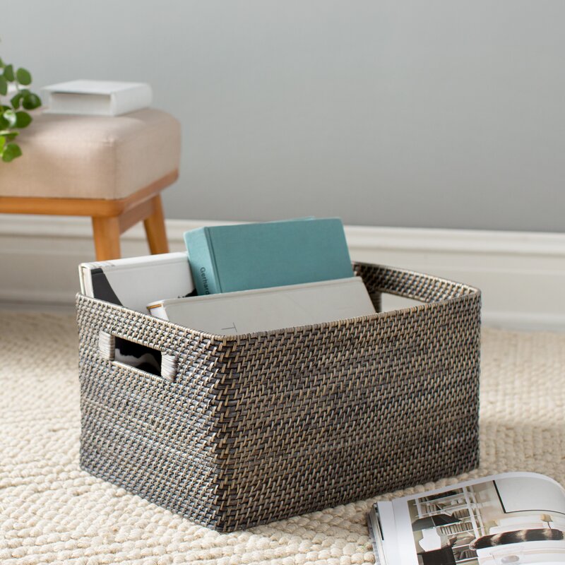 Rosecliff Heights Rectangular Rattan Storage Basket & Reviews | Wayfair